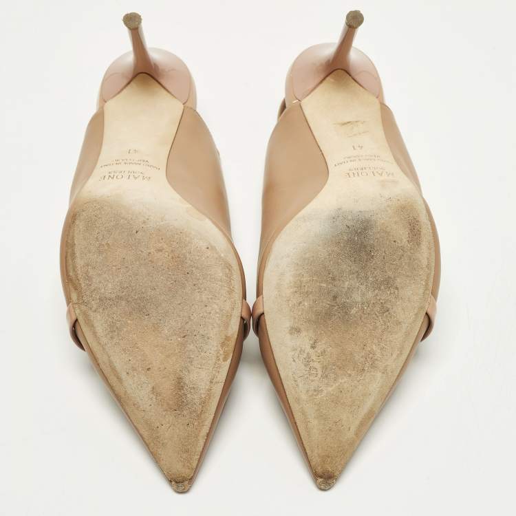 Pre Owned Malone Souliers Marion Size 41 Beige Leather Slingback Pumps