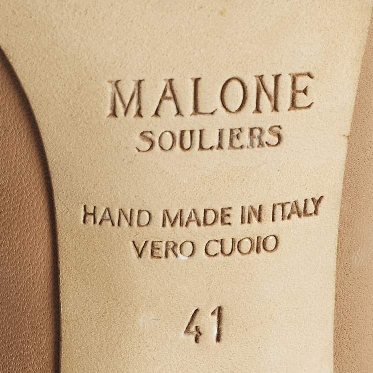 Pre Owned Malone Souliers Marion Size 41 Beige Leather Slingback Pumps