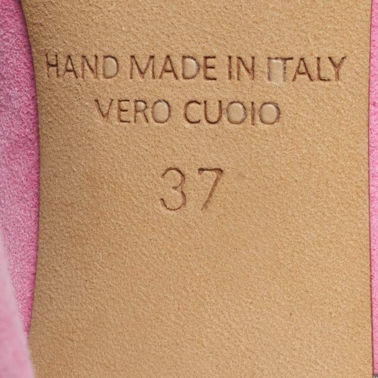 Pre Owned Malone Souliers Maureen Size 37 Pink/Silver Leather and Suede Mules