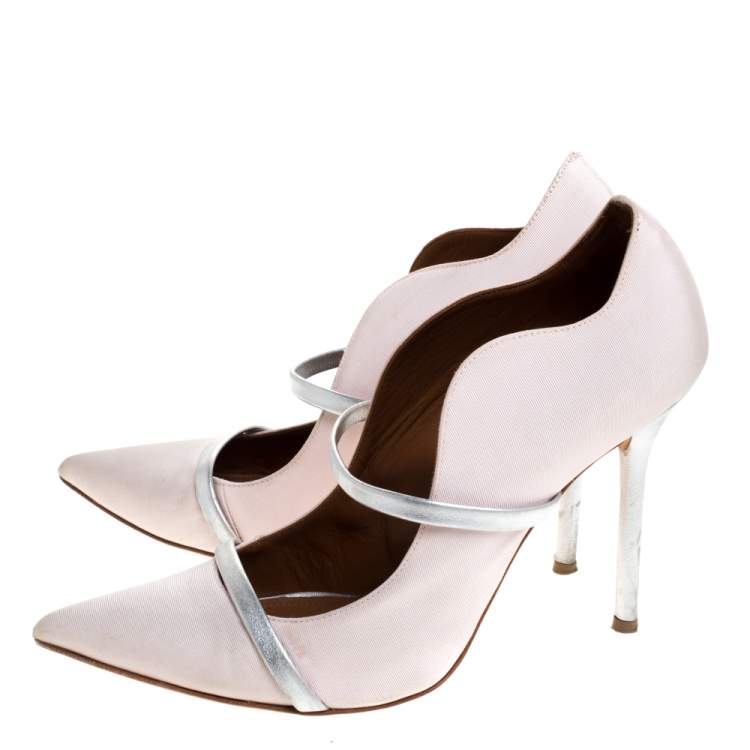 مملوكة مسبقًا Malone Souliers Pink Moire Fabric Maureen Pointed Toe Pumps Size 39
