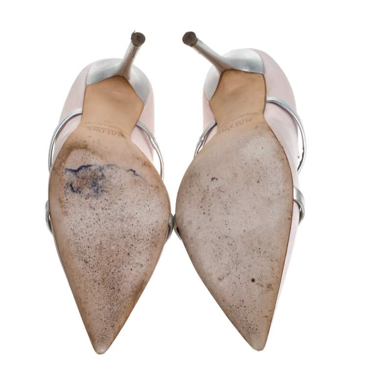 مملوكة مسبقًا Malone Souliers Pink Moire Fabric Maureen Pointed Toe Pumps Size 39