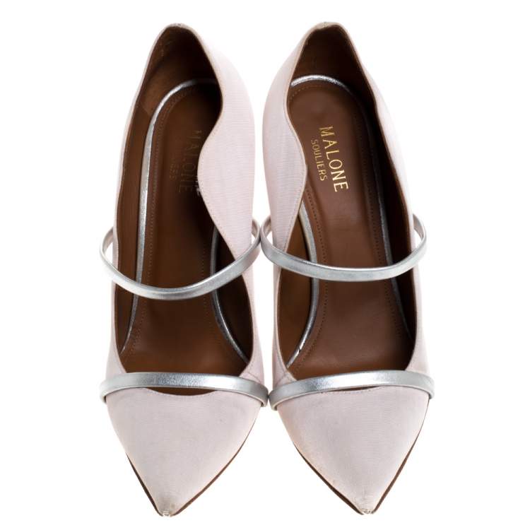 مملوكة مسبقًا Malone Souliers Pink Moire Fabric Maureen Pointed Toe Pumps Size 39