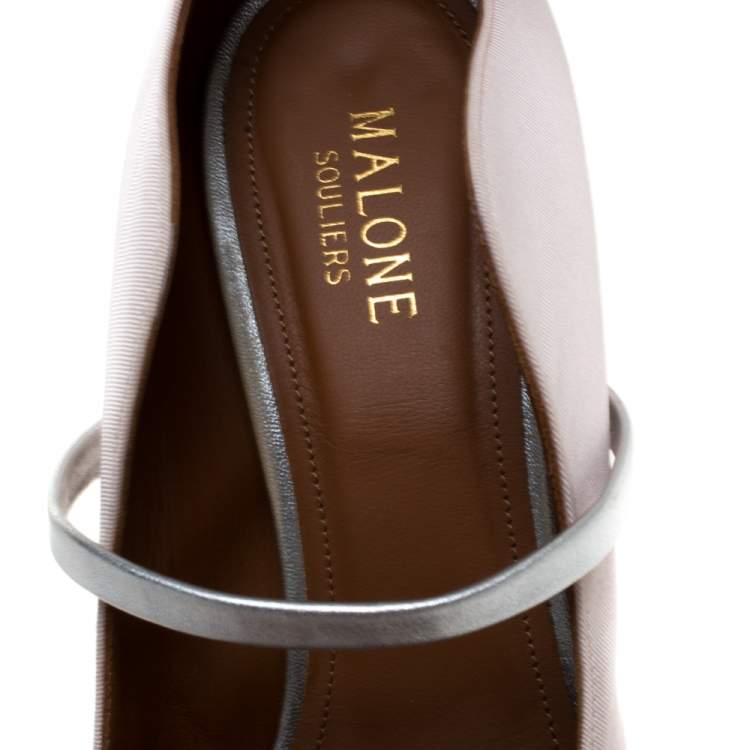 مملوكة مسبقًا Malone Souliers Pink Moire Fabric Maureen Pointed Toe Pumps Size 39