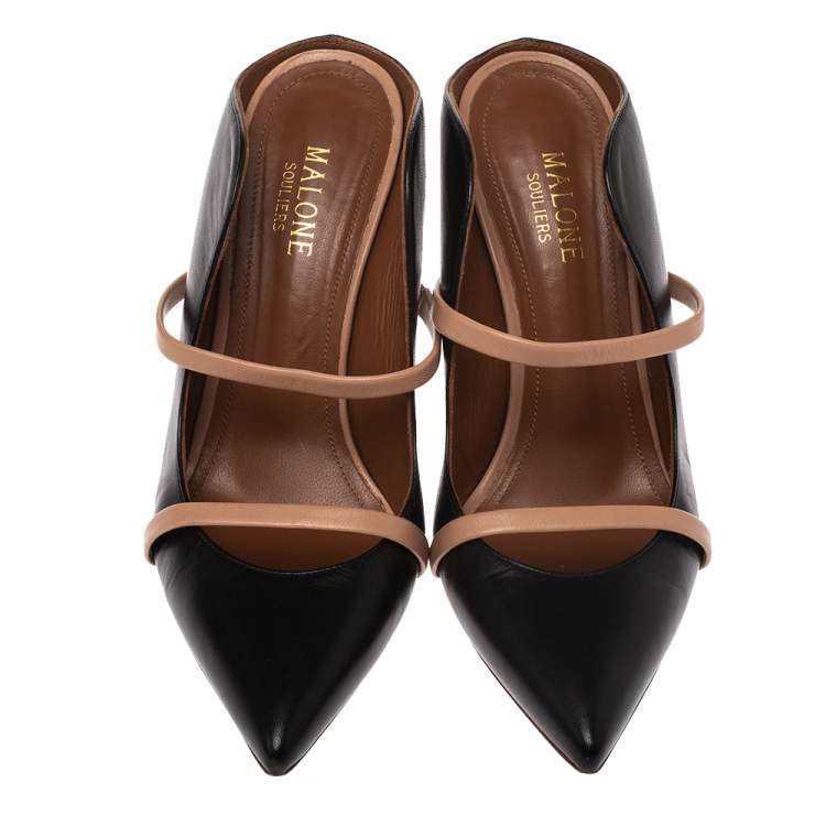 Pre Owned Malone Souliers Black Leather Maureen Mules Size 37