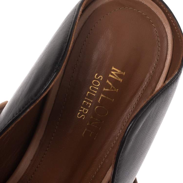 Pre Owned Malone Souliers Black Leather Maureen Mules Size 37
