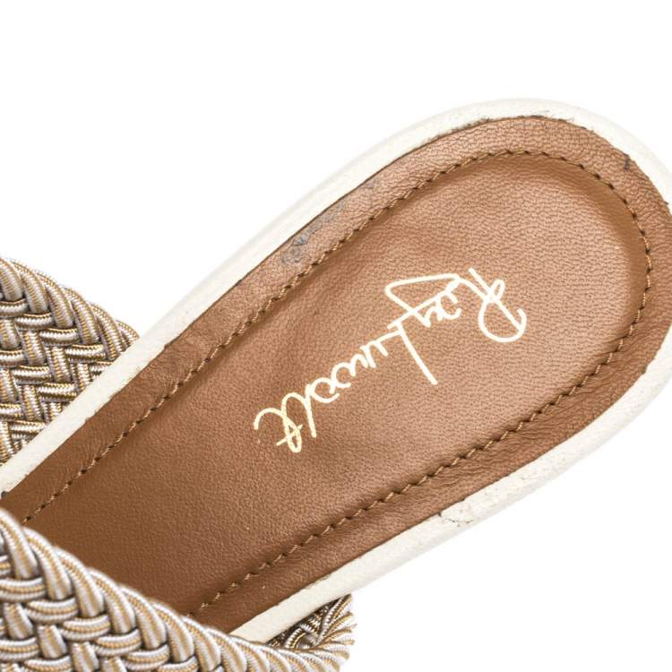Pre Owned Malone Soulier Cream Leather And Elastic Maisie Pointed Toe Mules Size 38.5