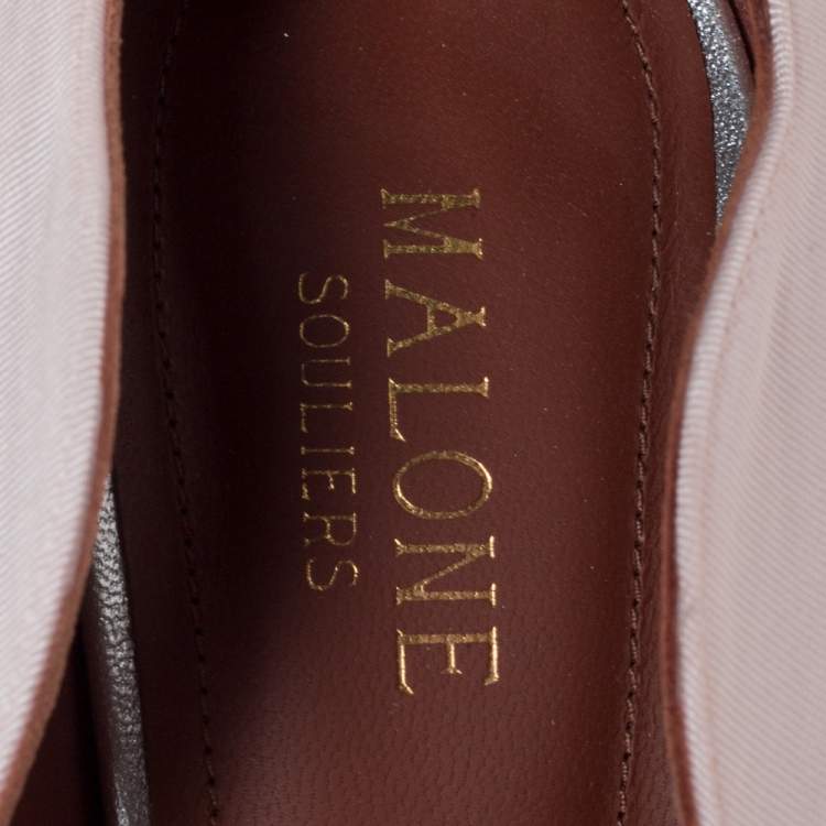Pre Owned Malone Souliers Pink Canvas Maureen Pointed Toe Pumps Size 37