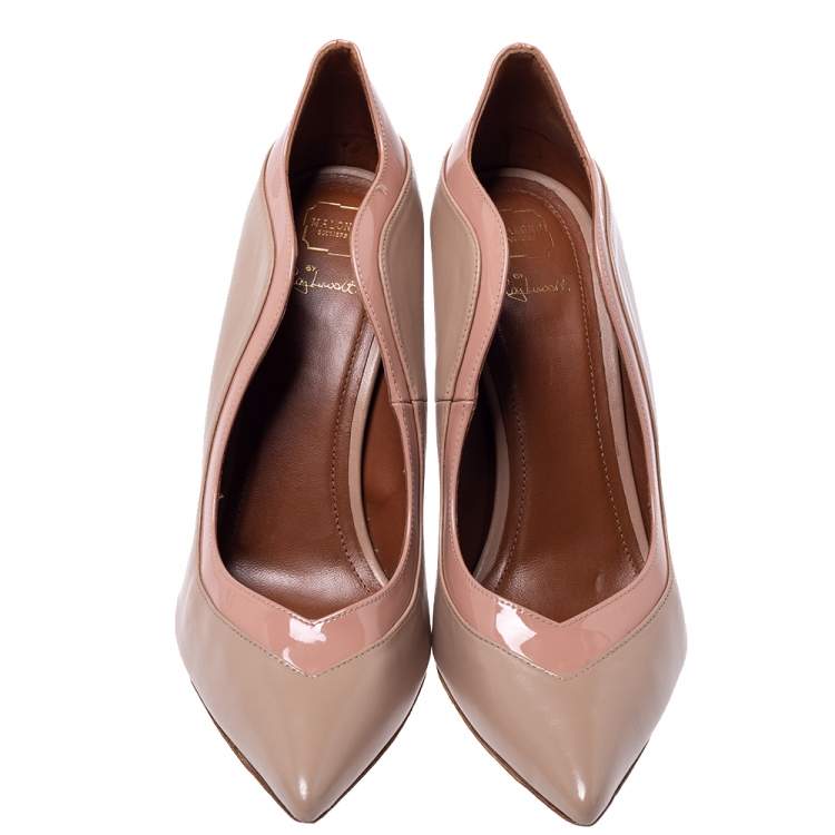 Pre Owned Malone Souliers Beige Leather Penelope Pointed Toe Pumps Size 39.5