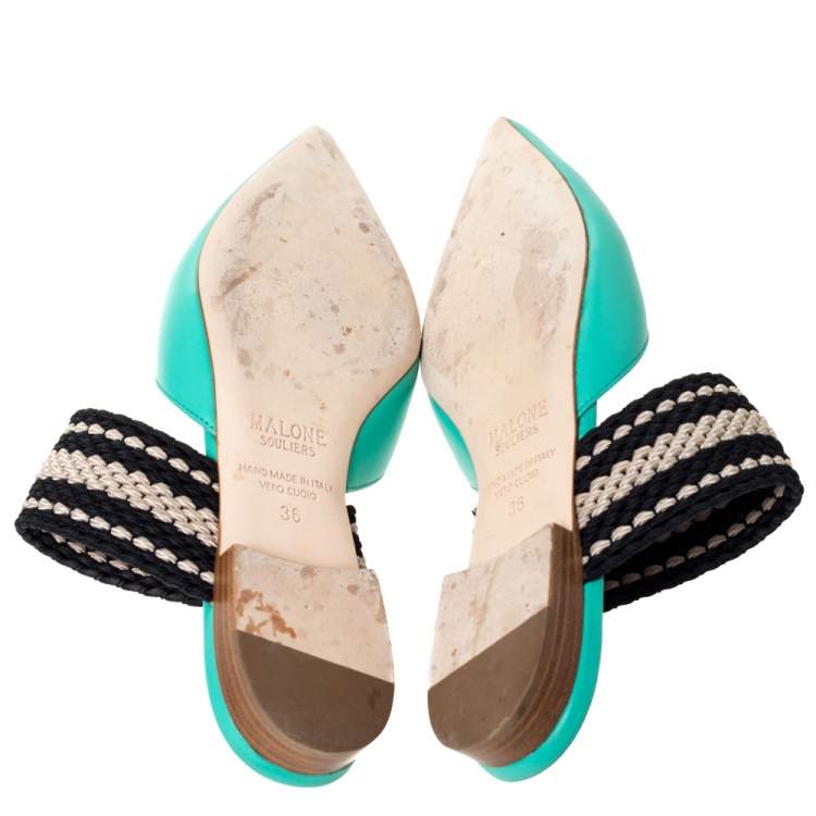 Pre Owned Malone Souliers Green Leather Maisie Pointed Toe Mules Size 36