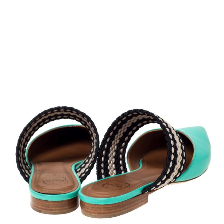 Pre Owned Malone Souliers Green Leather Maisie Pointed Toe Mules Size 36