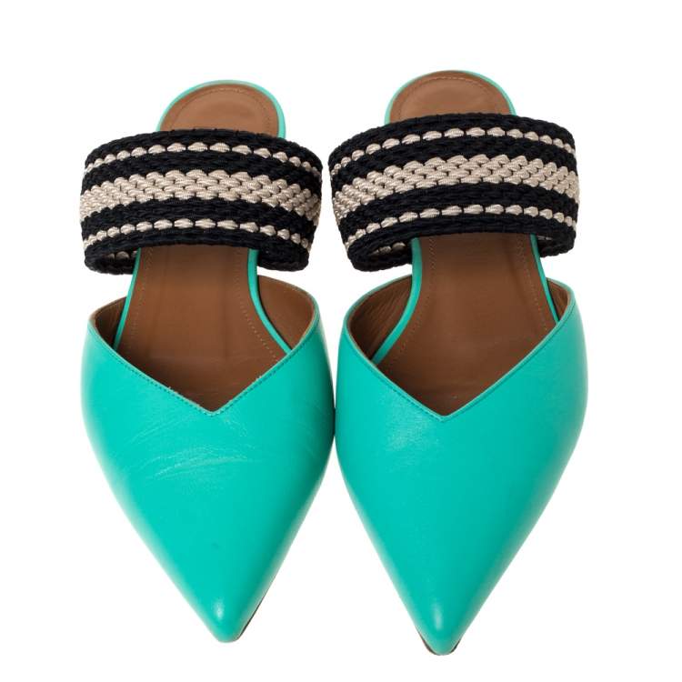 Pre Owned Malone Souliers Green Leather Maisie Pointed Toe Mules Size 36