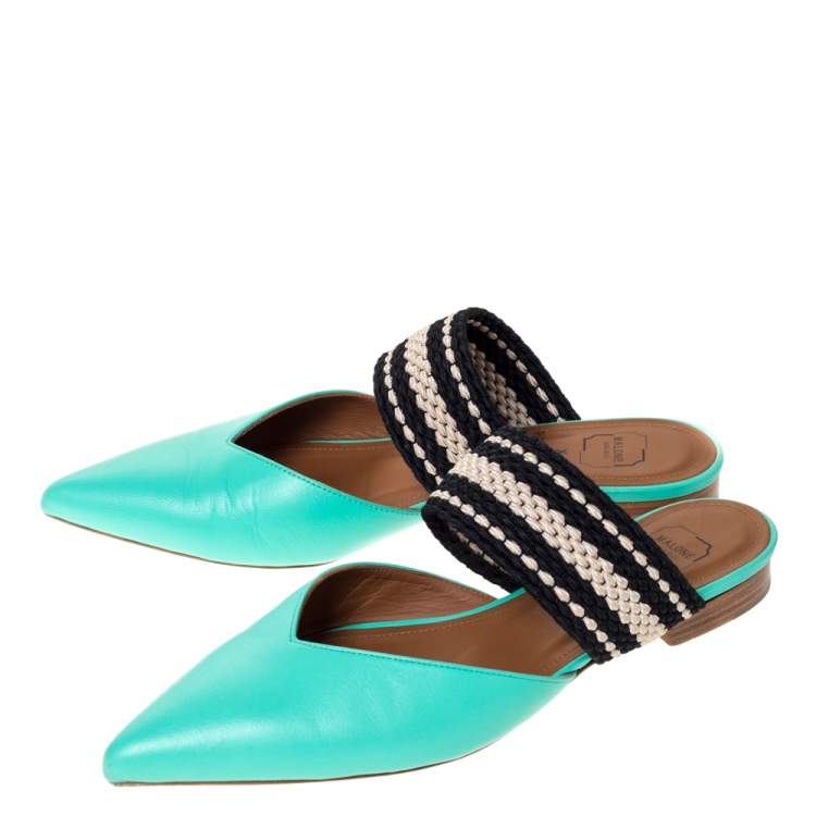 Pre Owned Malone Souliers Green Leather Maisie Pointed Toe Mules Size 36