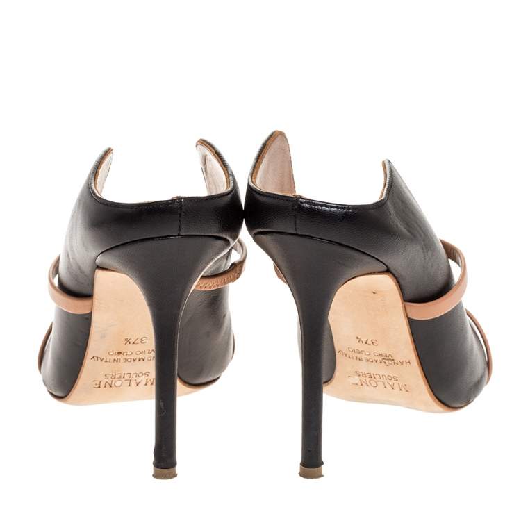 Pre Owned Malone Souliers Black Leather Maureen Mules Size 37.5