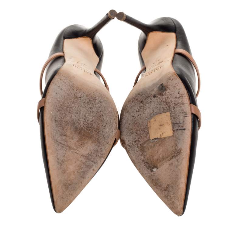 Pre Owned Malone Souliers Black Leather Maureen Mules Size 37.5
