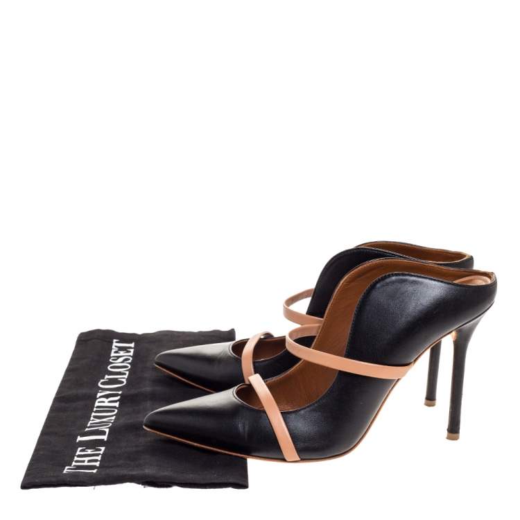 Pre Owned Malone Souliers Black Leather Maureen Mules Size 37.5