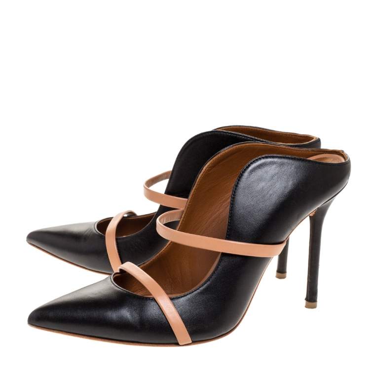 Pre Owned Malone Souliers Black Leather Maureen Mules Size 37.5