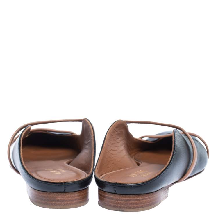 Pre Owned Malone Souliers Black Leather Maureen Pointed Toe Flats Size 35.5