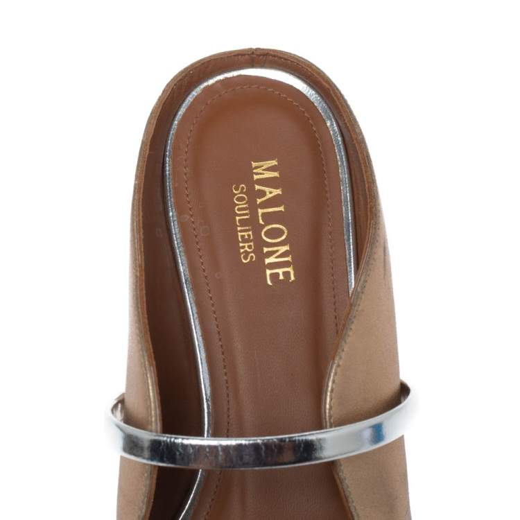 Pre Owned Malone Souliers Metallic Gold Maureen Pointed Toe Flats Size 37