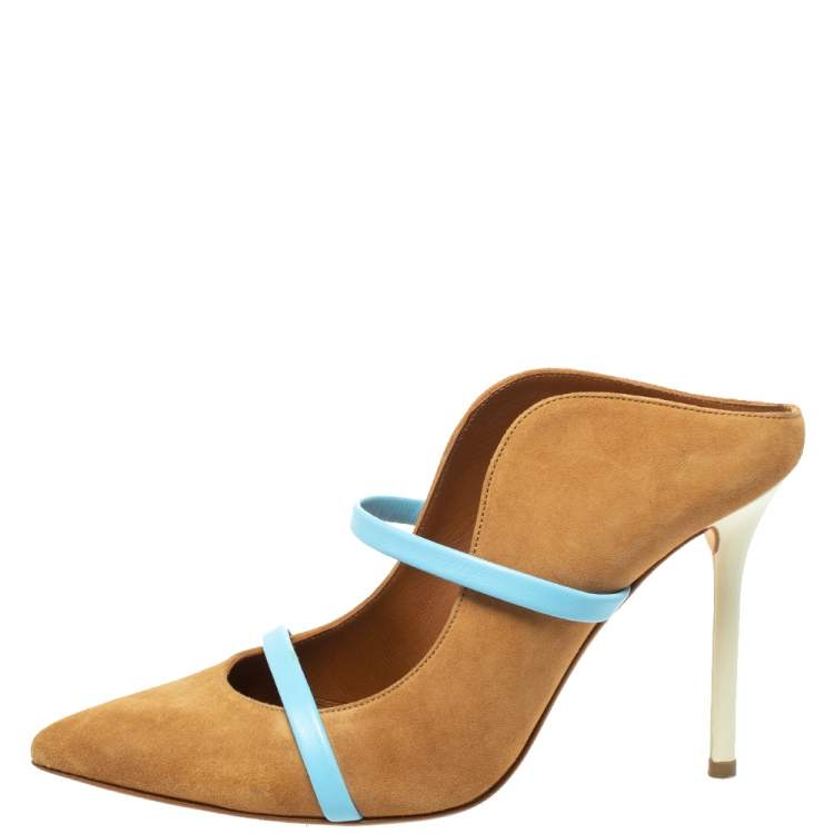 Pre Owned Malone Souliers Brown/Blue Suede Maureen Pointed Toe Pumps Size 37