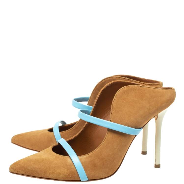 Pre Owned Malone Souliers Brown/Blue Suede Maureen Pointed Toe Pumps Size 37