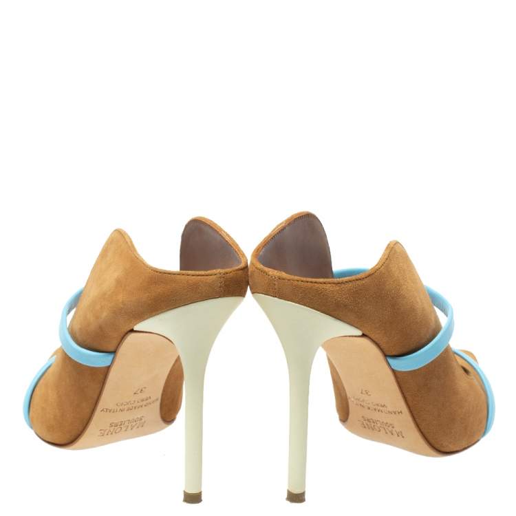 Pre Owned Malone Souliers Brown/Blue Suede Maureen Pointed Toe Pumps Size 37