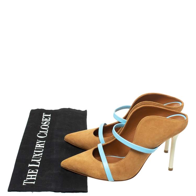 Pre Owned Malone Souliers Brown/Blue Suede Maureen Pointed Toe Pumps Size 37