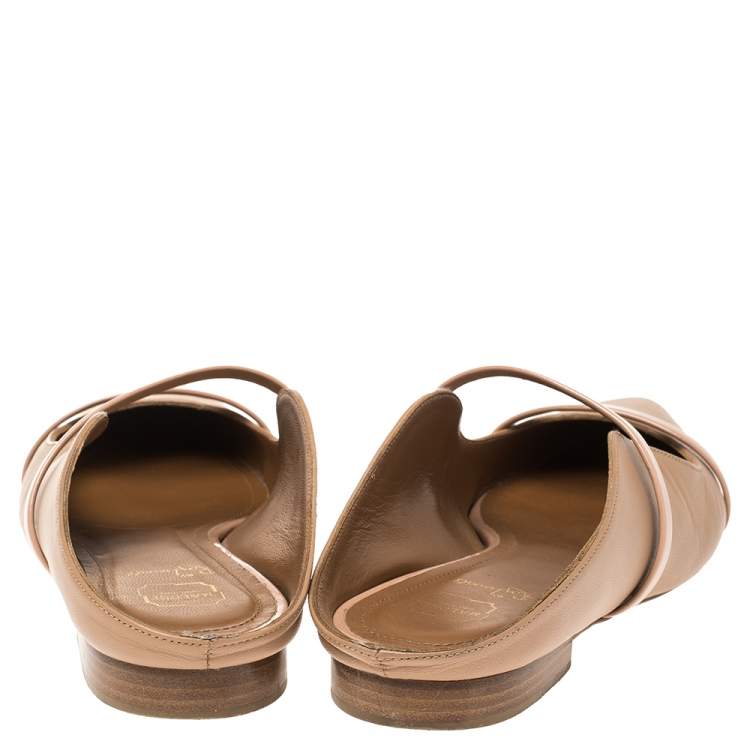 Pre Owned Malone Souliers Beige Leather Maureen Flats Size 37