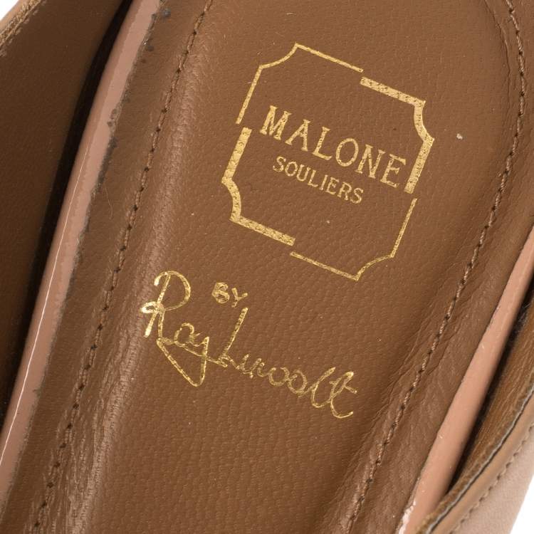 Pre Owned Malone Souliers Beige Leather Maureen Flats Size 37