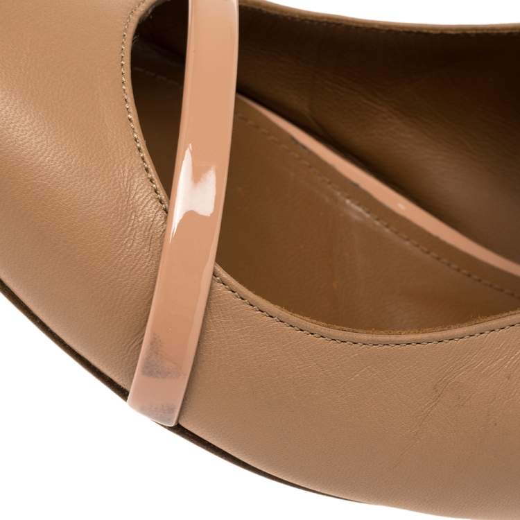 Pre Owned Malone Souliers Beige Leather Maureen Flats Size 37