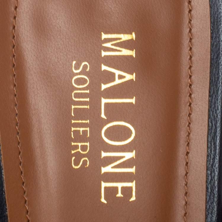 Pre Owned Malone Soulider Blue/Multicolor Straw and Chord Maisie Pointed Toe Mules Size 38