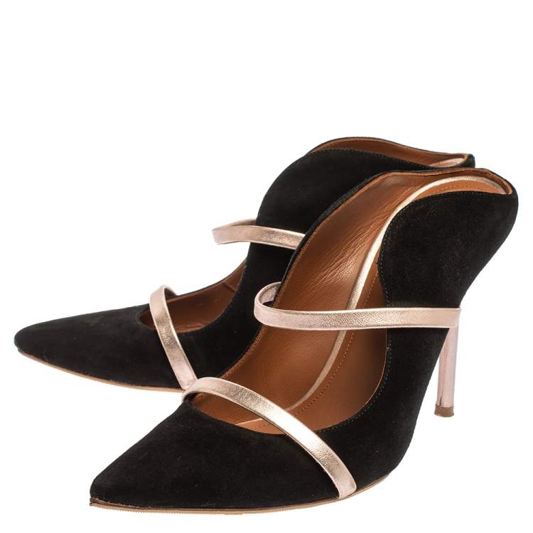 Pre Owned Malone Souliers Black Suede Maureen Pointed Toe Mules Size 36.5