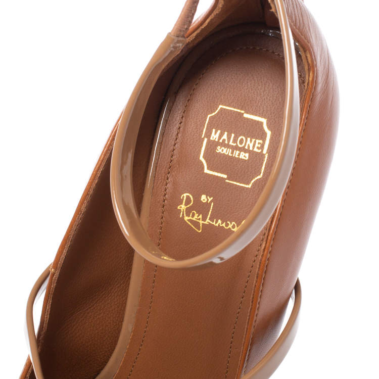 Pre Owned Malone Souliers Brown/Beige Leather Robyn Pumps Size 37