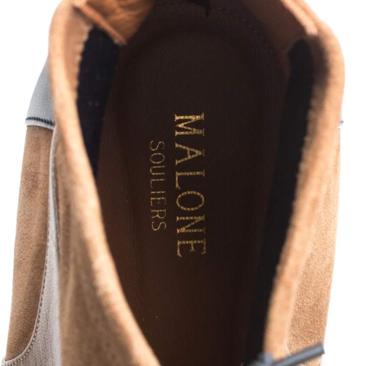 Pre Owned Malone Souliers Brown Suede and Leather Montana Lace Up Ankle Boots Size 40