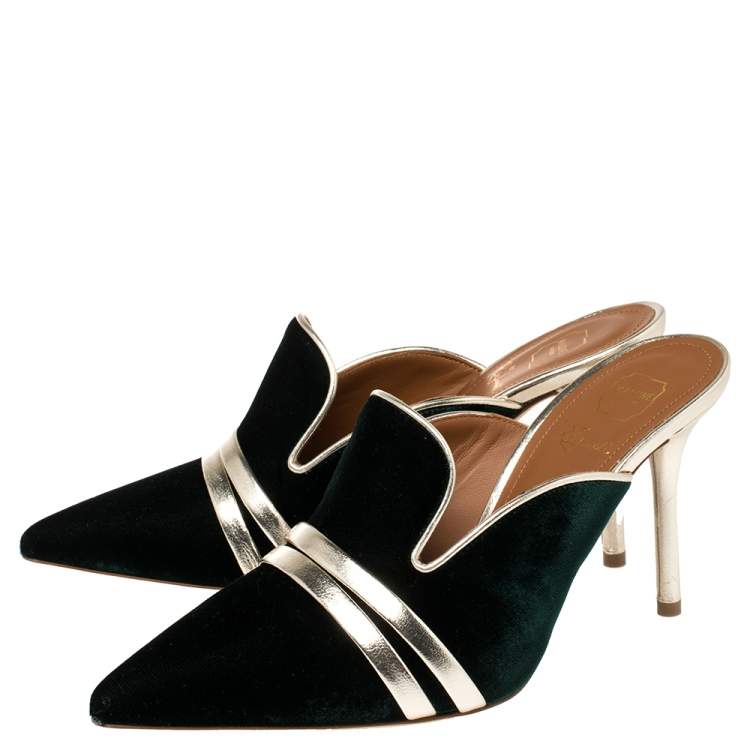 Pre Owned Malone Souliers Green Velvet Hayley Mule Size 36.5