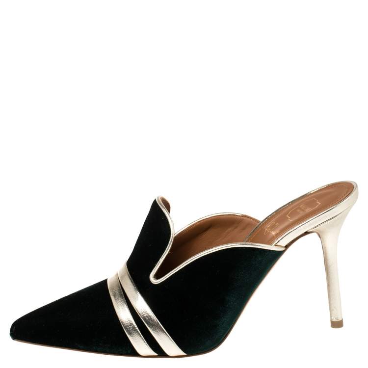 Pre Owned Malone Souliers Green Velvet Hayley Mule Size 36.5