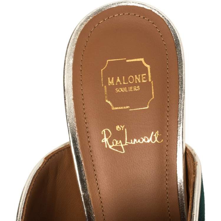 Pre Owned Malone Souliers Green Velvet Hayley Mule Size 36.5