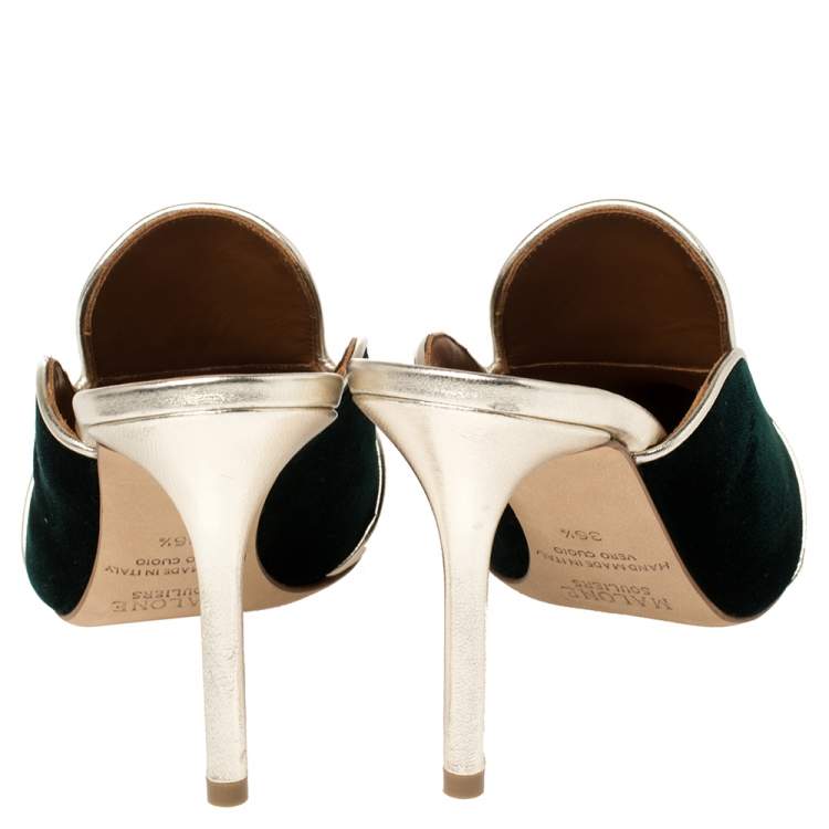 Pre Owned Malone Souliers Green Velvet Hayley Mule Size 36.5
