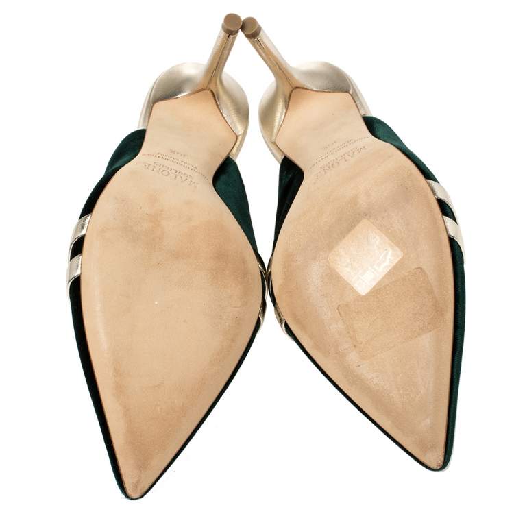 Pre Owned Malone Souliers Green Velvet Hayley Mule Size 36.5