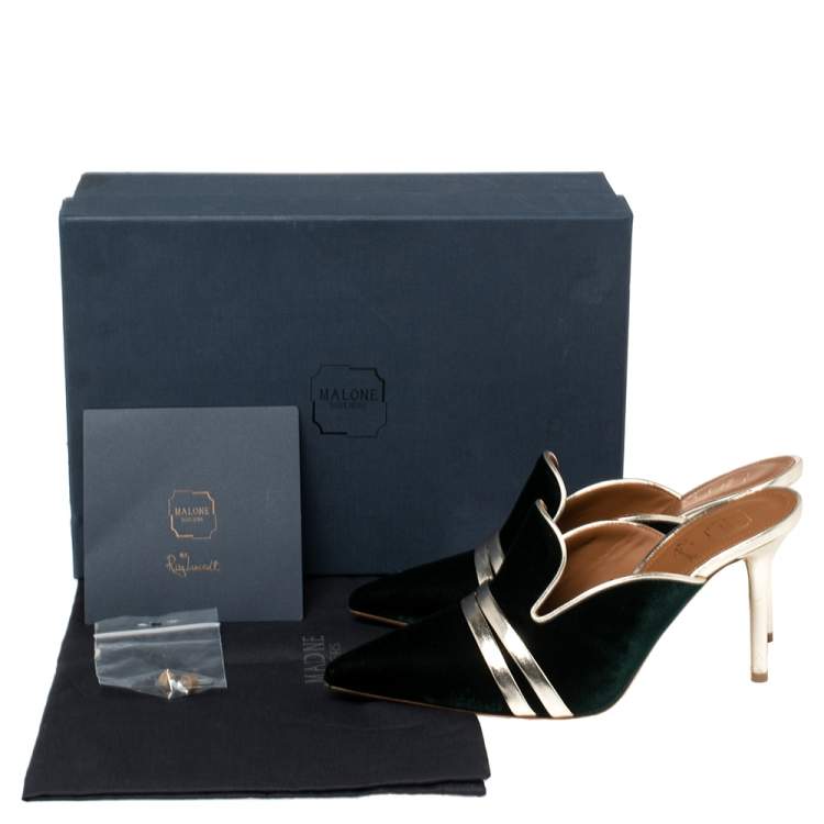 Pre Owned Malone Souliers Green Velvet Hayley Mule Size 36.5