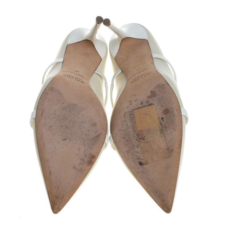 Pre Owned Malone Souliers Cream Leather Maureen Point Toe Mules Size 40