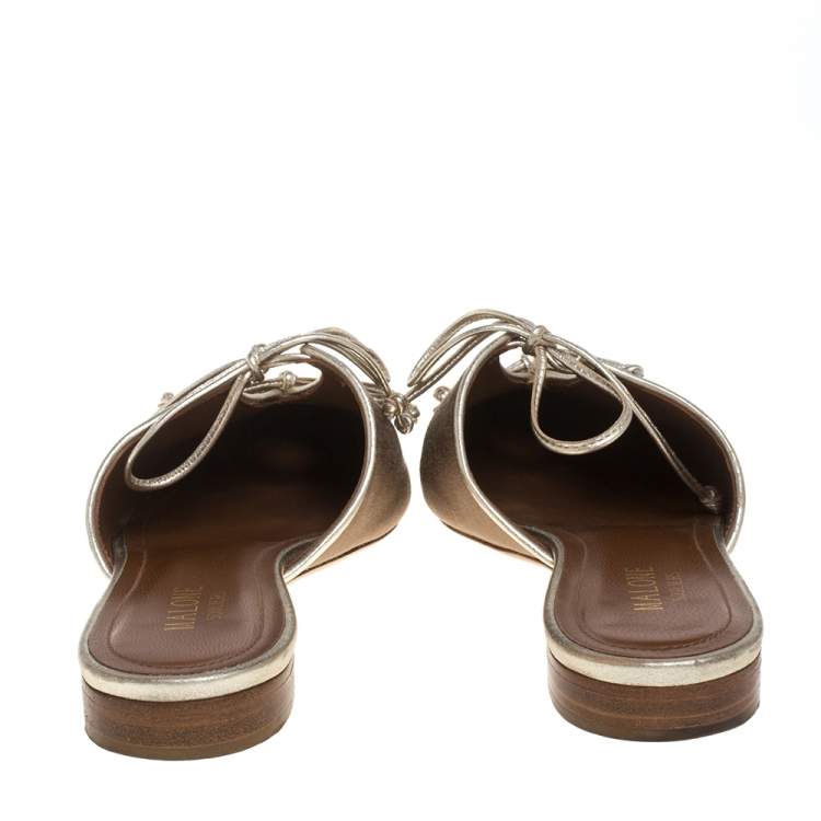 Pre Owned Malone Souliers Beige Fabric Vivlin Accent Mules Size 37