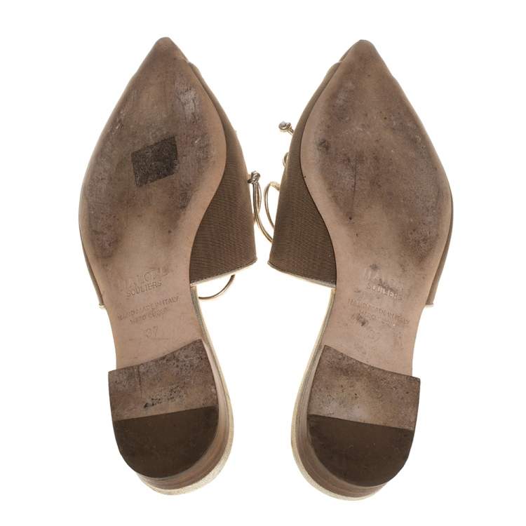 Pre Owned Malone Souliers Beige Fabric Vivlin Accent Mules Size 37