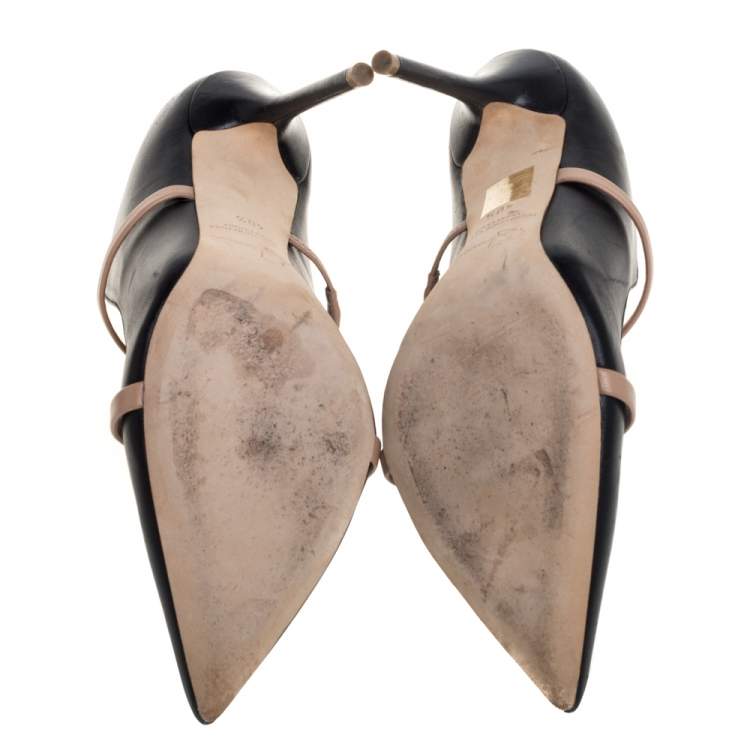 Pre Owned Malone Souliers Black/Beige Leather Maureen Pumps Size 40.5