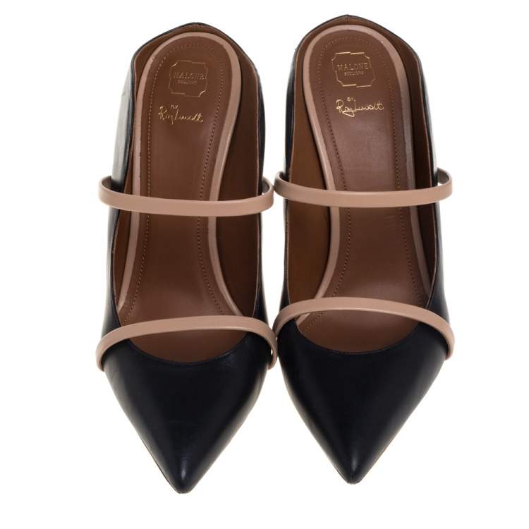 Pre Owned Malone Souliers Black/Beige Leather Maureen Pumps Size 40.5