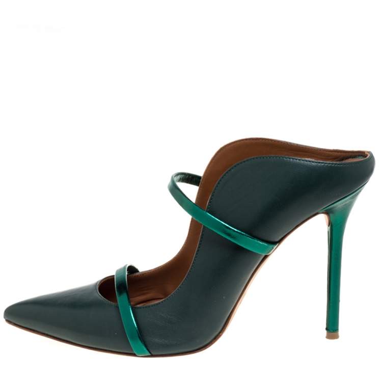 Pre Owned Malone Souliers Dark Green  Leather Maureen Sandals Size 40