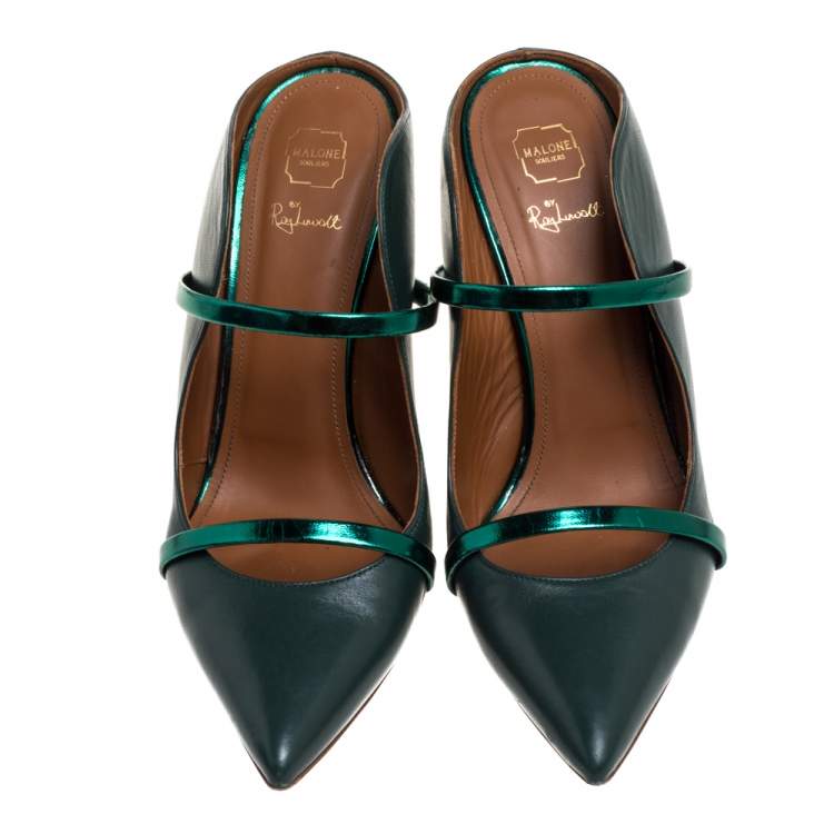 Pre Owned Malone Souliers Dark Green  Leather Maureen Sandals Size 40