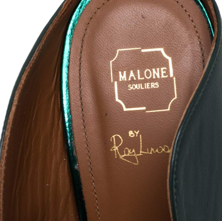 Pre Owned Malone Souliers Dark Green  Leather Maureen Sandals Size 40