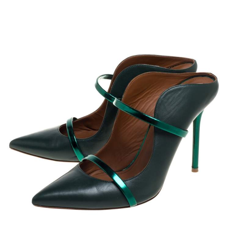 Pre Owned Malone Souliers Dark Green  Leather Maureen Sandals Size 40