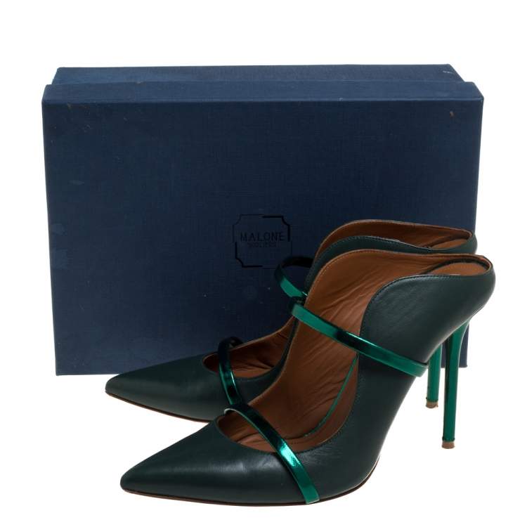 Pre Owned Malone Souliers Dark Green  Leather Maureen Sandals Size 40
