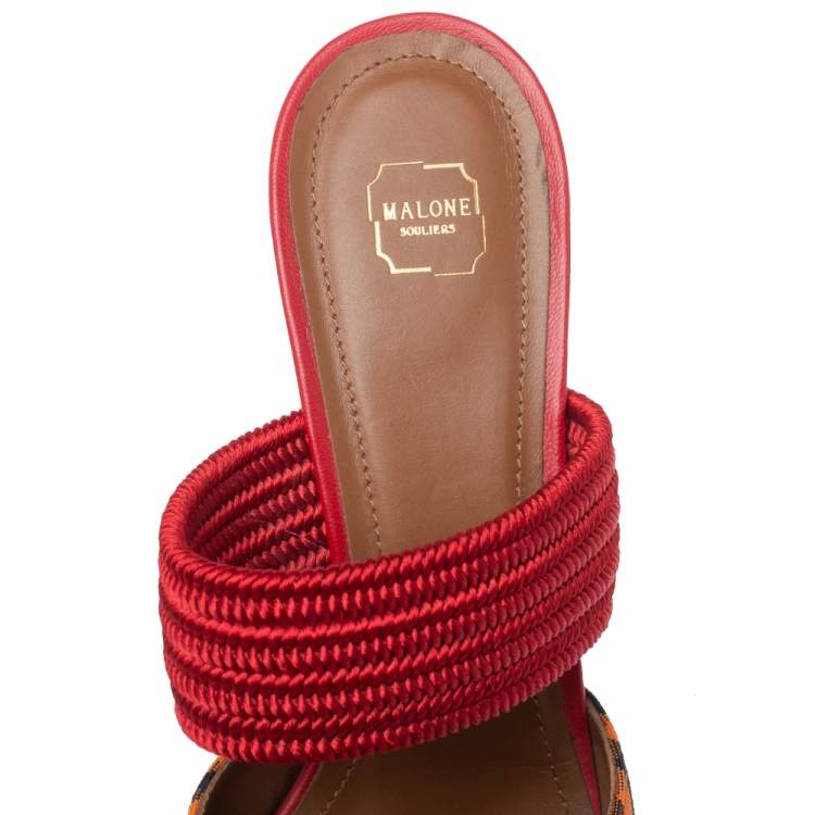 مملوكة مسبقًا Malone Souliers Orange/Red Fabric Maisie Sandals Size 40.5